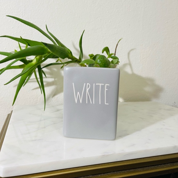 New Rae Dunn Write ceramic pen pencil cup. Gray - Picture 2 of 4